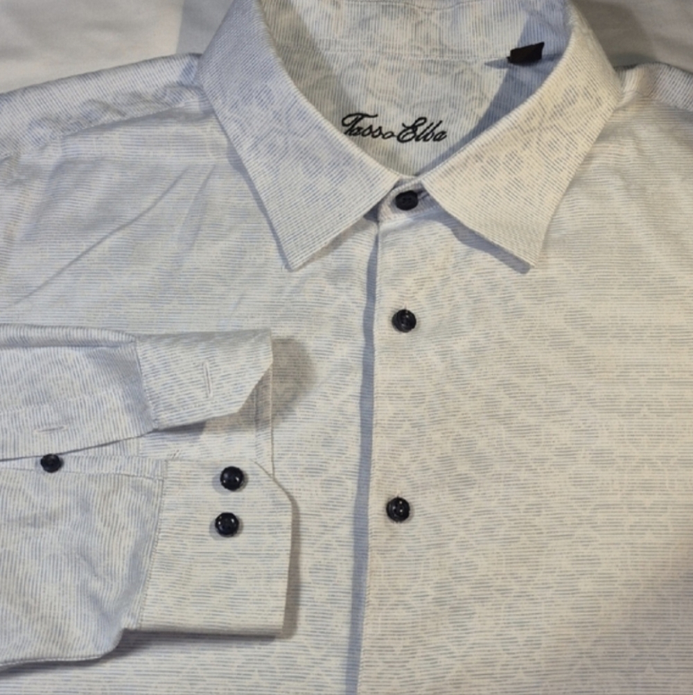 Tasso Elba Long Sleeve Button Down Light Blue Mens Dress Shirt XXL - Picture 14 of 14